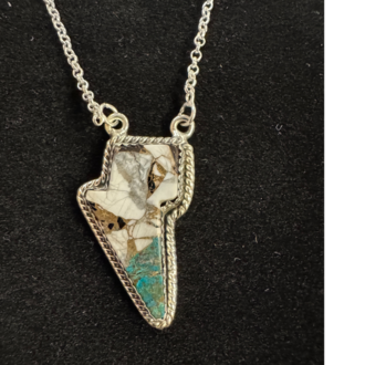 Indian Touch Of Gallup Hada Collection White Buffalo Lightning Bolt Sterling Silver Necklace