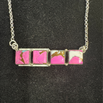 Indian Touch Of Gallup Hada Collection Cotton Candy Sterling Silver Necklace