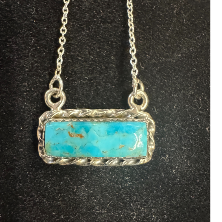 Indian Touch Of Gallup Hada Collection Kingman Turquoise Bar Necklace