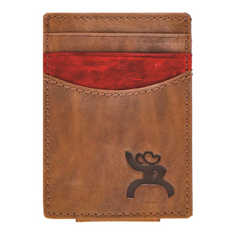 Hooey Hooey Kamali Roughy Logo With Red Leather Accent Pocket Money Clip
