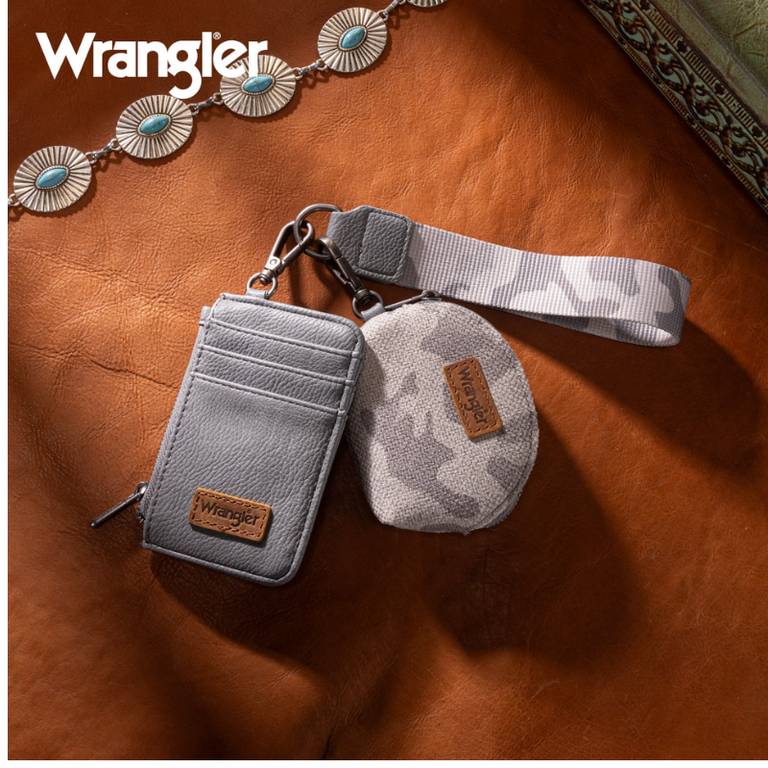 Wrangler Wrangler Camo Print Dual Pouch Wristlet - Grey