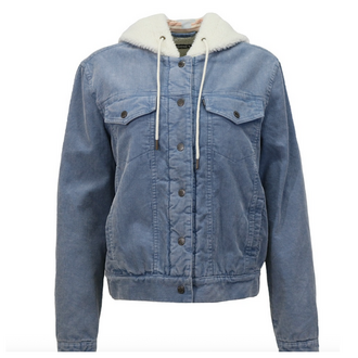 Hooey Hooey Country Cordury With Cream Sherpa Hood Jacket