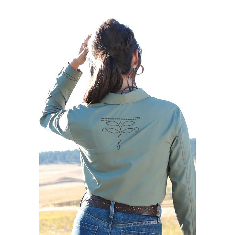 Cruel Cruel Boot Stitch Detail Snap L/S Shirt - Green