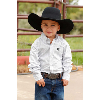 Cinch Cinch Paisley L/S Button Shirt - White/Grey - Infant