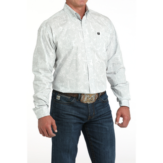 Cinch Cinch Paisley L/S Button Shirt - White/Grey