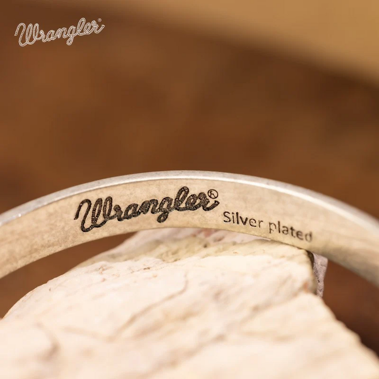 Wrangler Wrangler Natural Stone Silver Engraved Cuff Bracelet