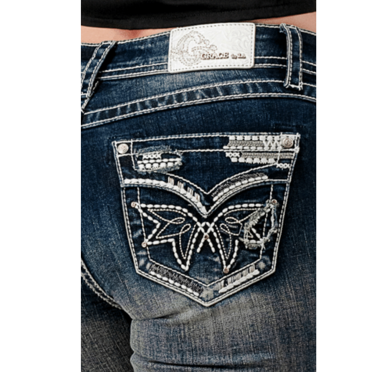 Grace in LA Grace In LA Western Design Bootcut Jeans