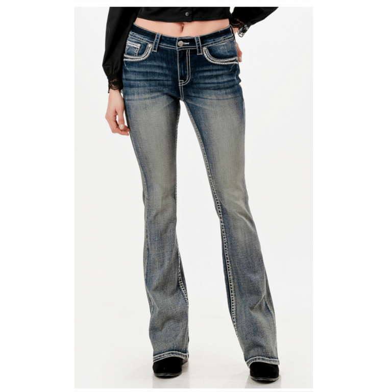 Grace in LA Grace In LA Western Design Bootcut Jeans