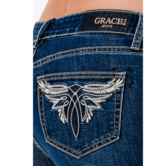 Grace in LA Grace In LA Wing Pocket Mid Rise Bootcut Jeans