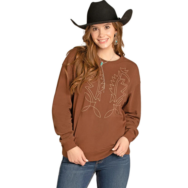 Rock and Roll Rock And Roll Embroidered Sweatshirt - Brown
