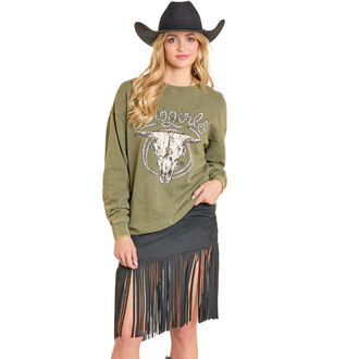 Rock and Roll Rock And Roll Oversized Graphic Pullover - Olive