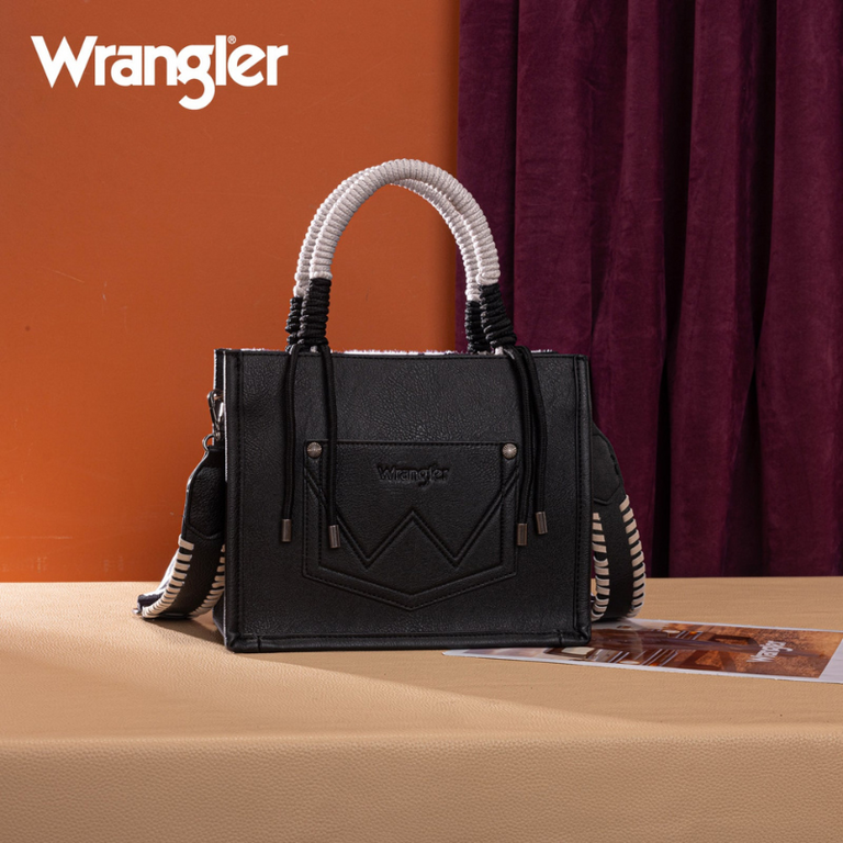 Wrangler Wrangler Cow Print Tote/Crossbody Bag - Black