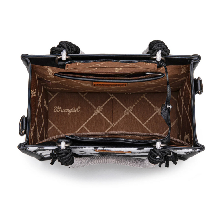Wrangler Wrangler Cow Print Tote/Crossbody Bag - Black