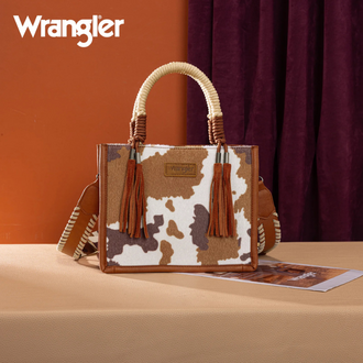 Wrangler Wrangler Cow Print Tote/Crossbody - Brown