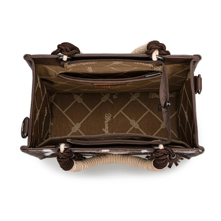 Wrangler Wrangler Cow Print Tote/Crossbody Bag - Coffee