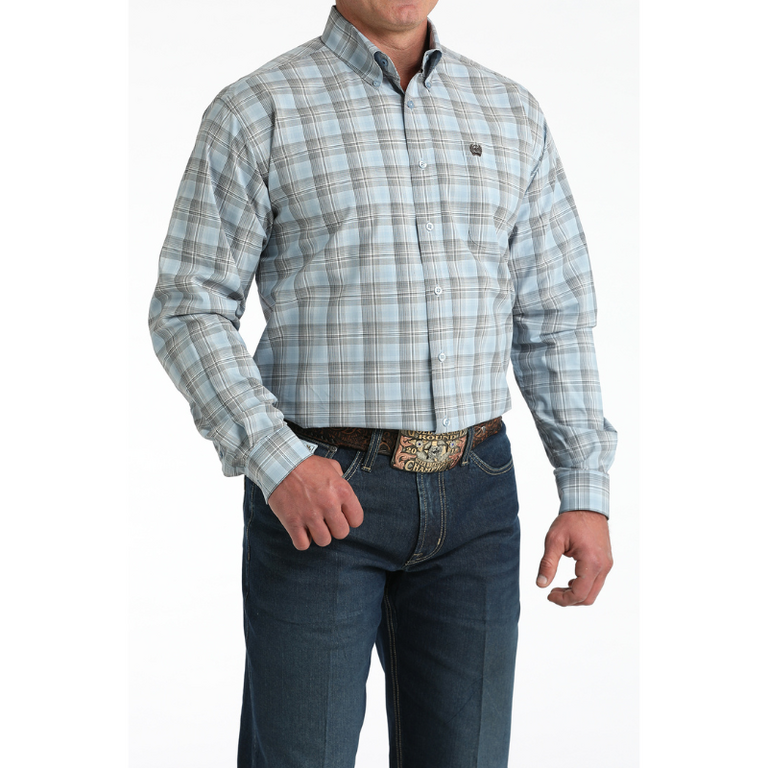 Cinch Cinch Plaid L/S Button Up Shirt - Light Blue