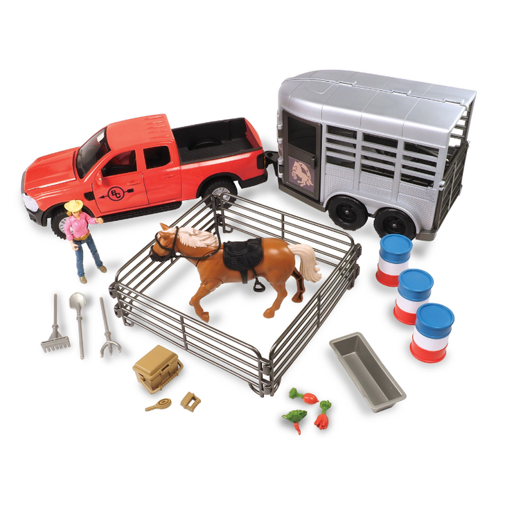 Big Country Toys Big Country Toys 24 Piece Truck And Horse Trailer Playset