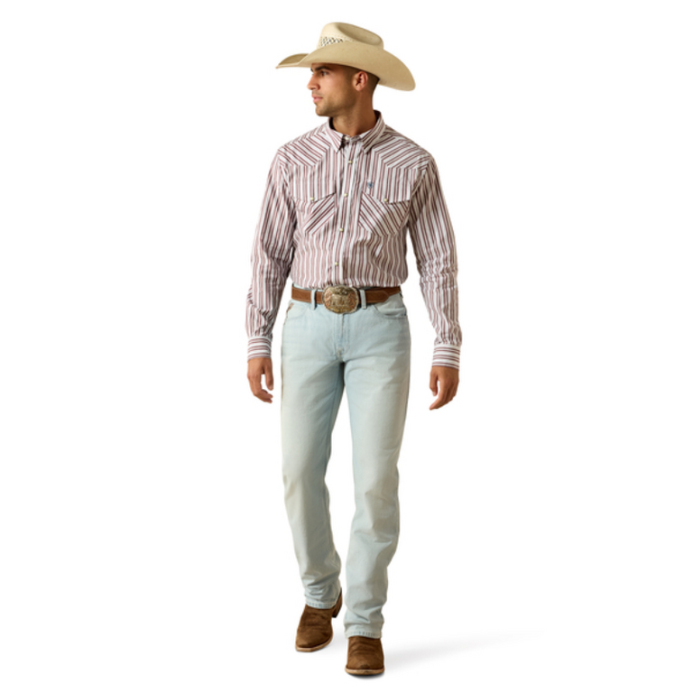 Ariat Ariat Pro Trae Fitted Snap L/S Shirt - White Stripe
