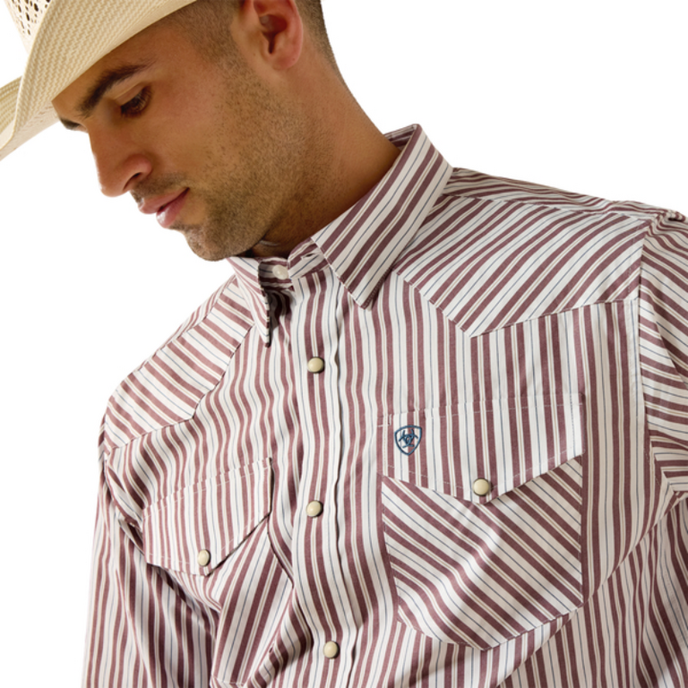 Ariat Ariat Pro Trae Fitted Snap L/S Shirt - White Stripe