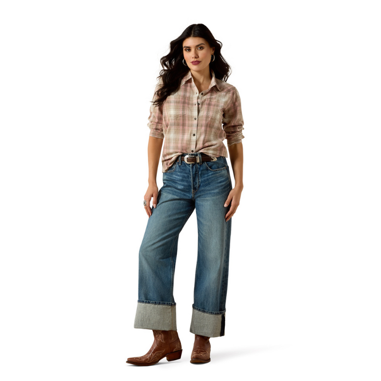Ariat Ariat Billie Jean L/S Shirt - White Pepper Coral Plaid