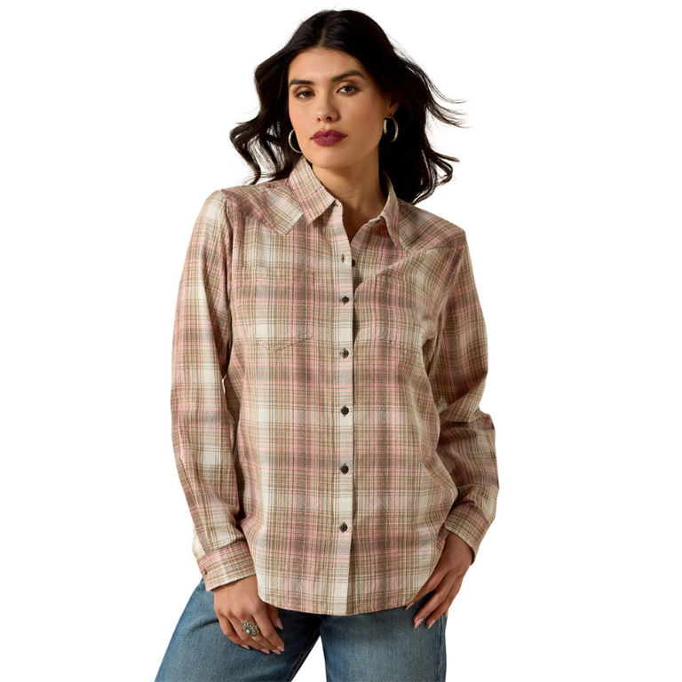 Ariat Ariat Billie Jean L/S Shirt - White Pepper Coral Plaid