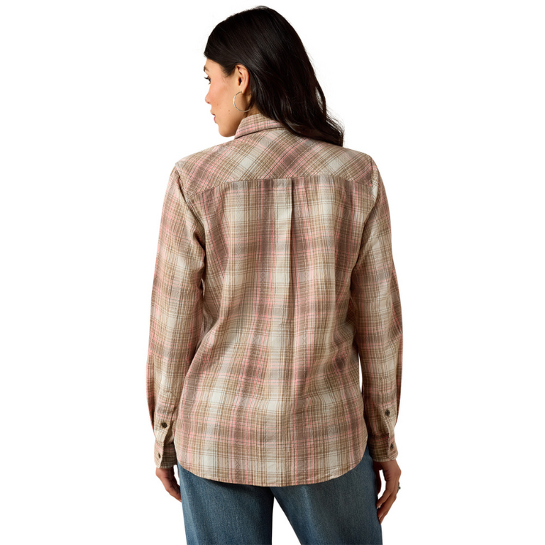 Ariat Ariat Billie Jean L/S Shirt - White Pepper Coral Plaid