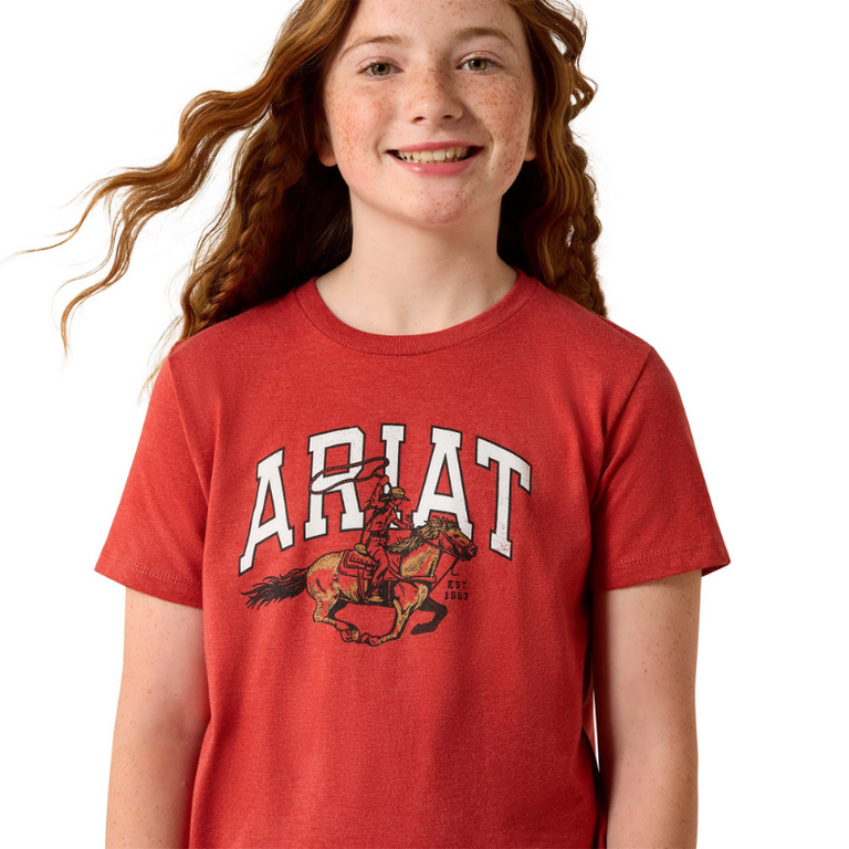 Ariat Ariat Cowgirl Rider S/S Tshirt - Youth - Tobasco
