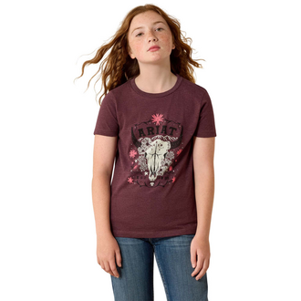 Ariat Ariat Skulls And Florals S/S Tshirt - Youth - Wine