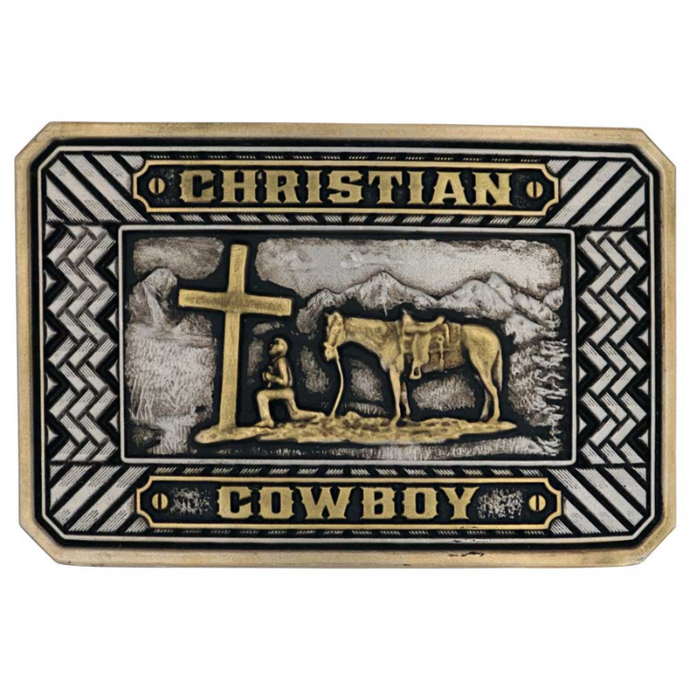 Montana Silversmiths Attitude By Montana Silversmiths Beaming Christian Cowboy Buckle