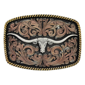 Montana Silversmiths Montana Silversmiths Tri-Color Texas Longhorn Attitude Buckle