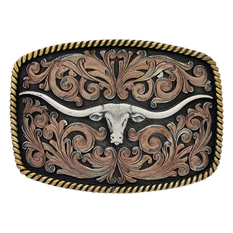 Montana Silversmiths Montana Silversmiths Tri-Color Texas Longhorn Attitude Buckle