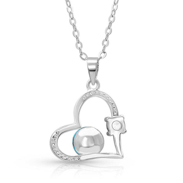 Montana Silversmiths Montana Silversmiths Open Heart Turquoise Pearl Necklace