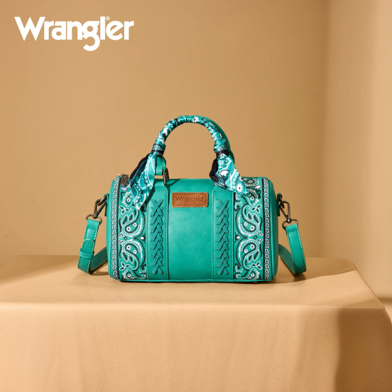 Wrangler Wrangler Bandana Paisley Print Barrel Crossbody - Turquoise