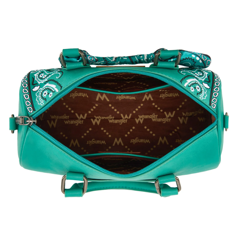 Wrangler Wrangler Bandana Paisley Print Barrel Crossbody - Turquoise