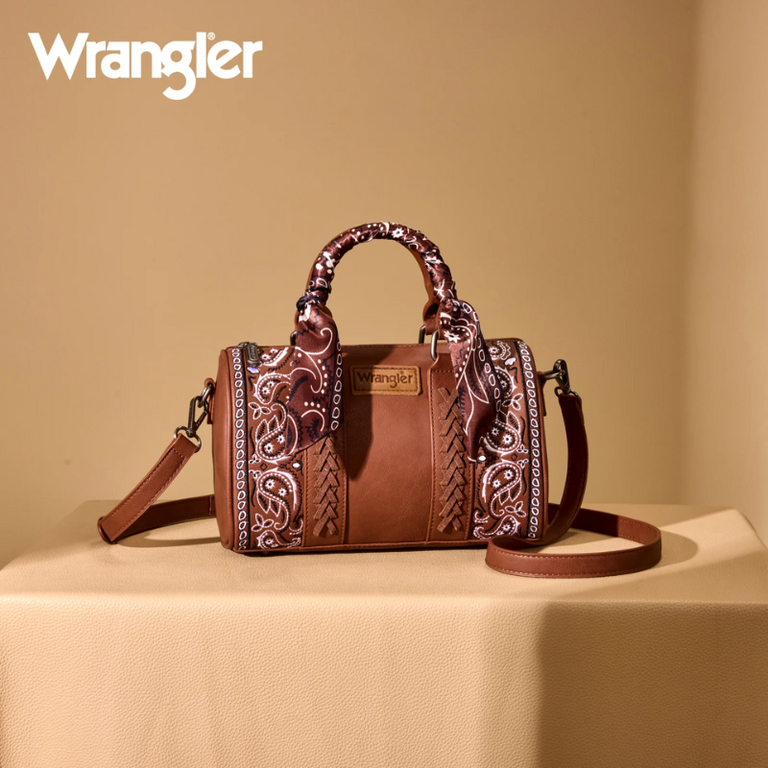 Wrangler Wrangler Bandana Paisley Print Barrel Crossbody - Brown