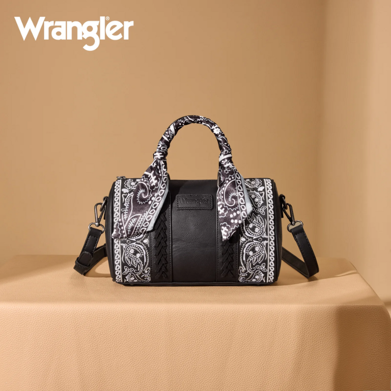 Wrangler Wrangler Bandana Paisley Print Barrel Crossbody - Black