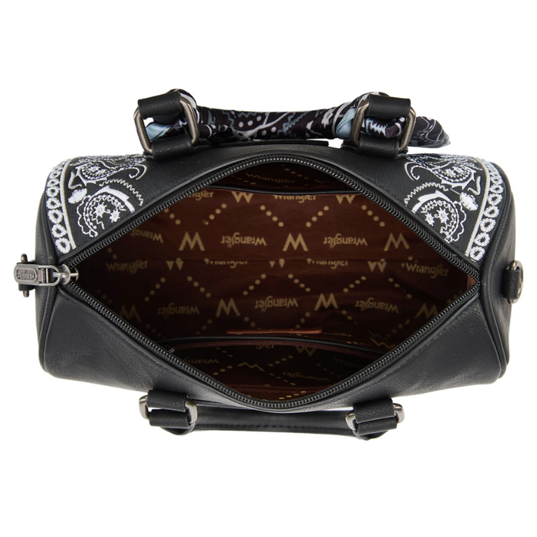 Wrangler Wrangler Bandana Paisley Print Barrel Crossbody - Black