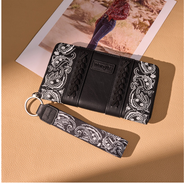 Wrangler Wrangler Bandana Paisley Print Wallet - Black
