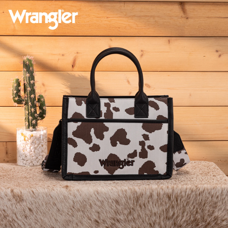 Wrangler Wrangler Cow Print Tote/Crossbody - Black