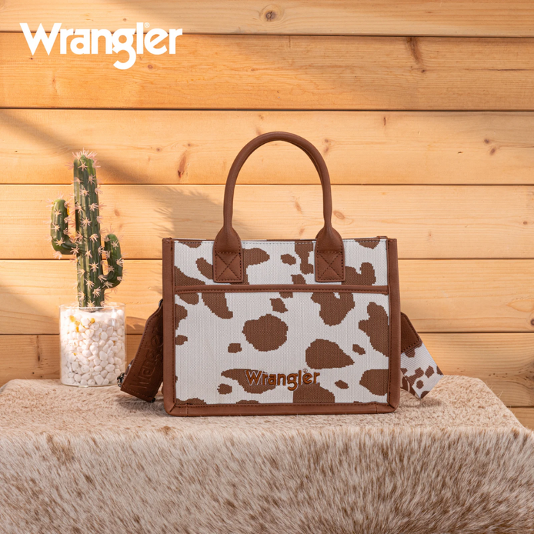 Wrangler Wrangler Cow Print Tote/Crossbody - Brown