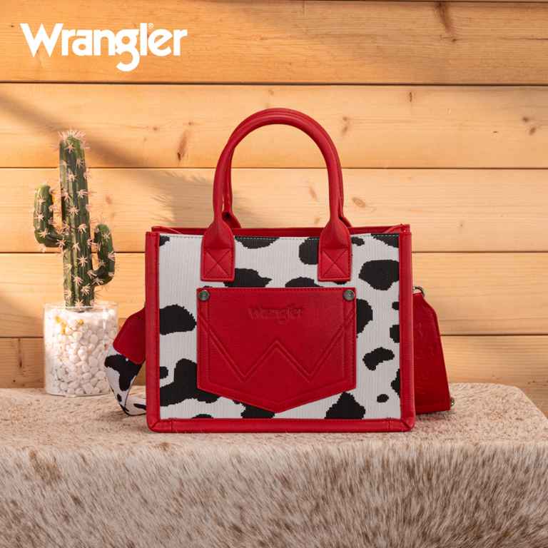 Wrangler Wrangler Cow Print Tote/Crossbody - Red