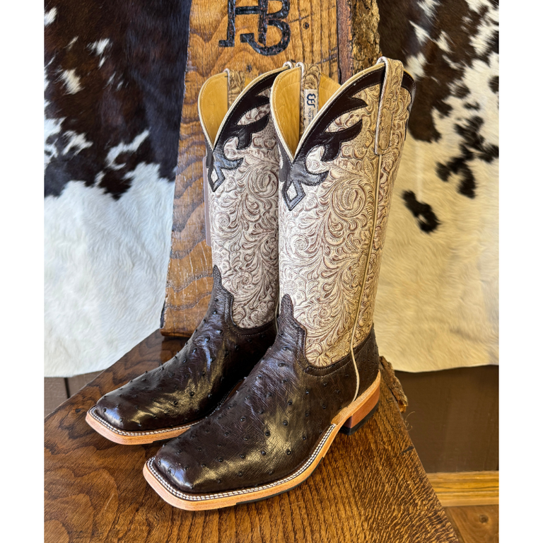 Anderson Bean Anderson Bean Nicotine FQ Ostrich w/ Tooled Upper - Ladies