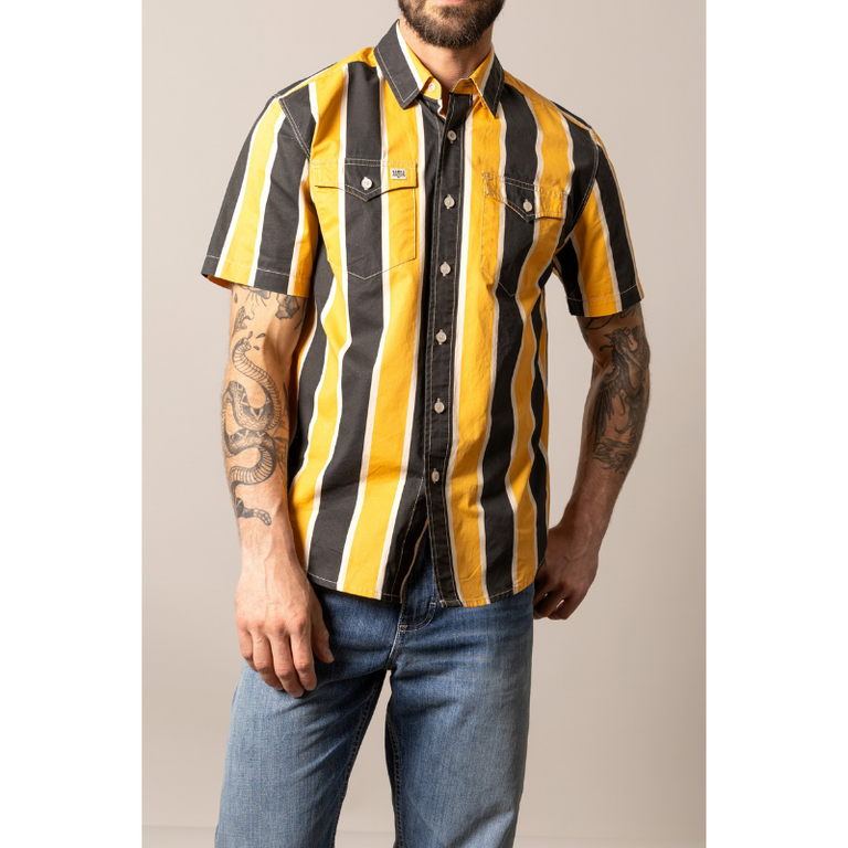 Kimes Kimes Stoppy S/S Button Shirt - Black/Yellow