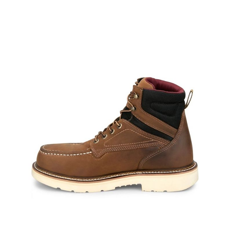 Justin Justin 6" Waterproof Mocc. Steel Toe Garren Brown Cowhide Work Boot