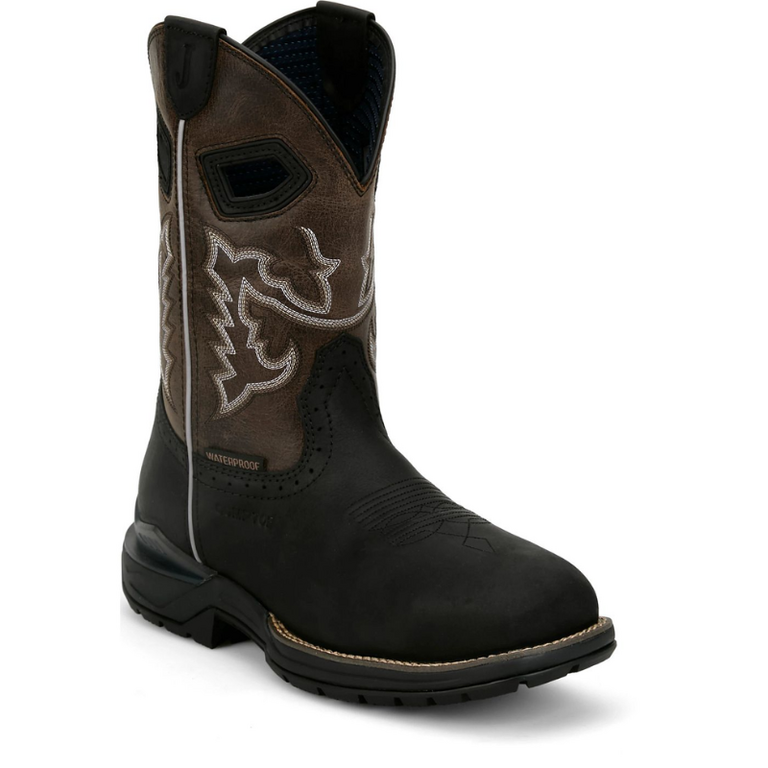 Justin Justin 11" Waterproof Nano Composite Chase Black Brown Cowhide Work Boot