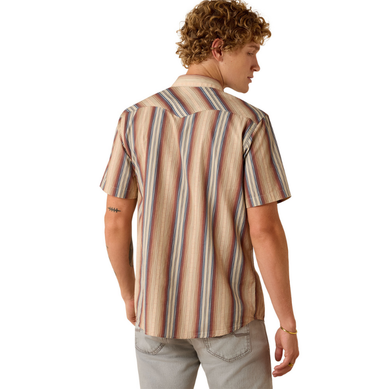 Ariat Ariat Retro Haver Fitted Snap S/S Shirt - Copper Brown Stripe