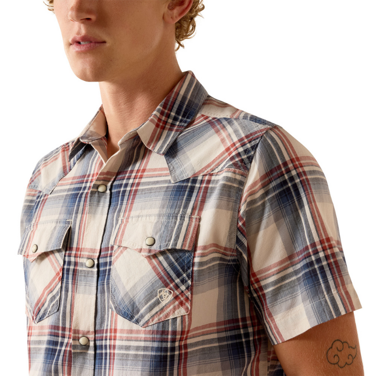 Ariat Ariat Retro Haines Fitted Snap S/S Shirt -  White Plaid