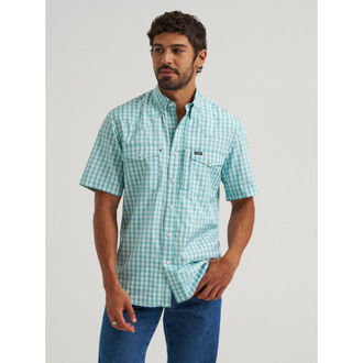 Wrangler Wrangler Latigo Bay Plaid Snap S/S Shirt - Turquoise Plaid