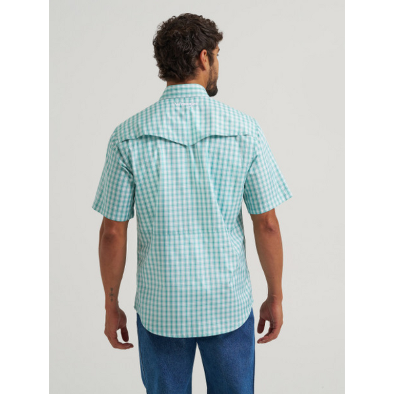 Wrangler Wrangler Latigo Bay Plaid Snap S/S Shirt - Turquoise Plaid