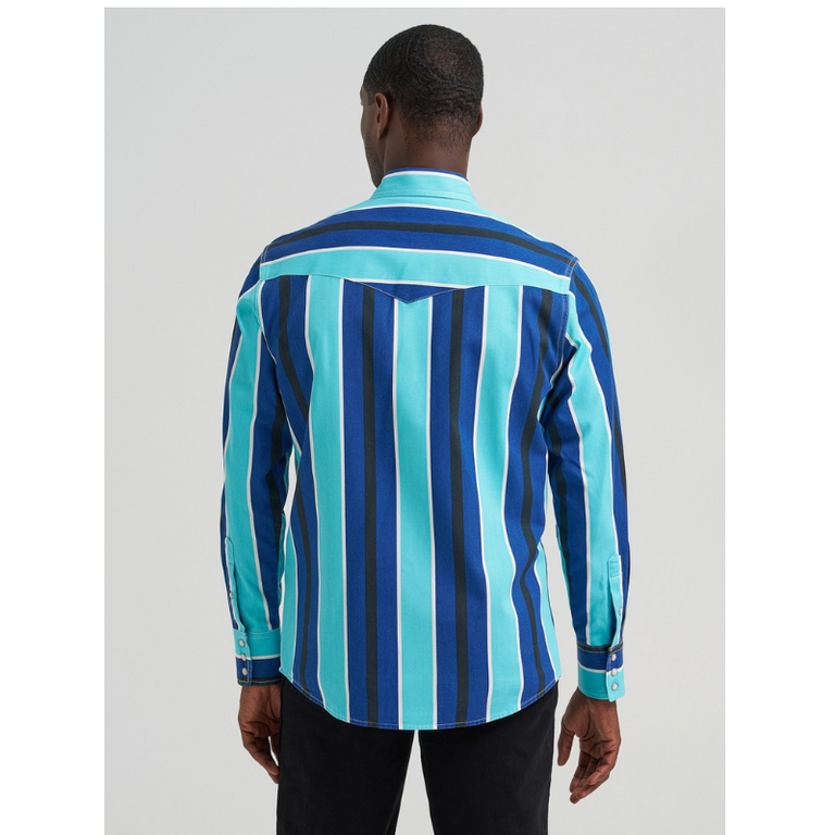 Wrangler Wrangler Vintage L/S Brush Popper Shirt - Cobalt